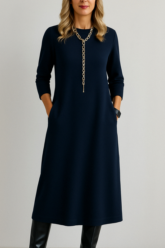 Sasha™ - Elegant Solid Midi Dress