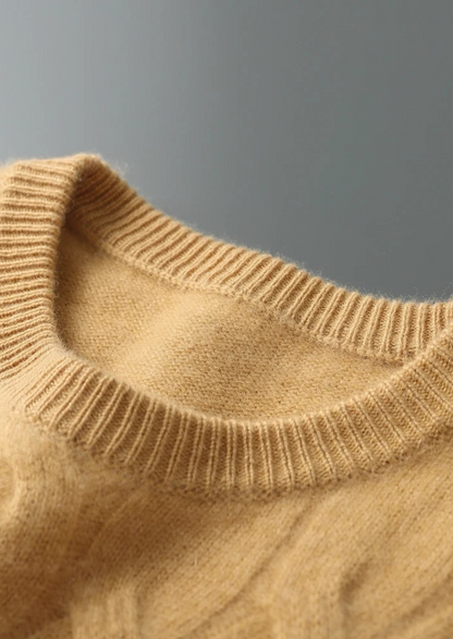 PREMIUM CASHMERE CABLE CREWNECK
