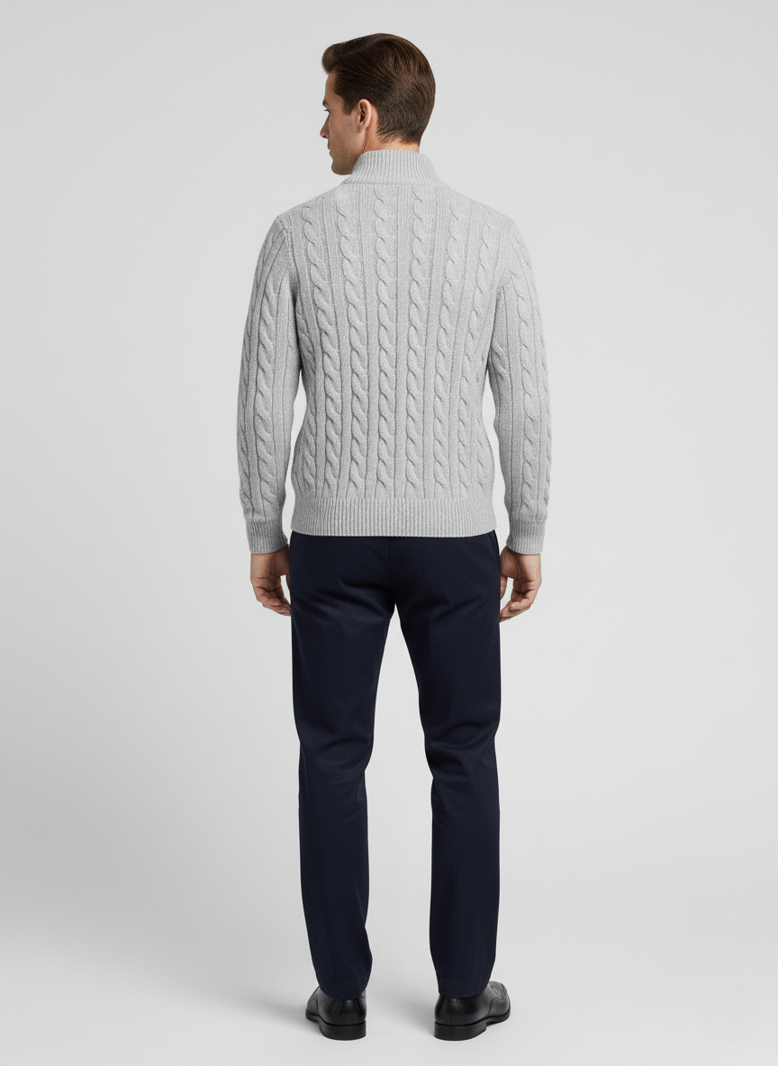 100% Cashmere Half Zip Cord Sweater