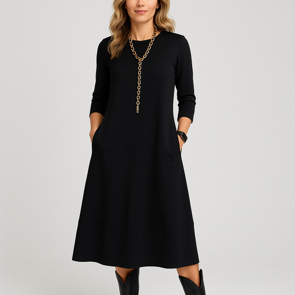 Sasha™ - Elegant Solid Midi Dress