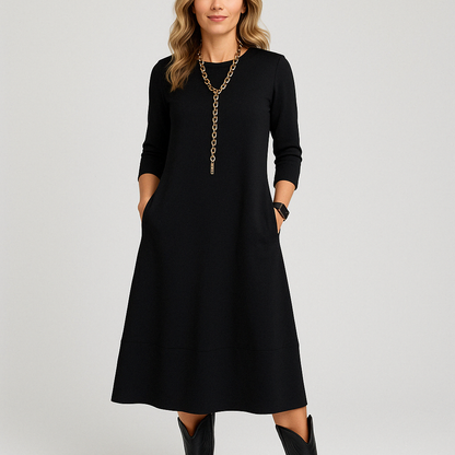 Sasha™ - Elegant Solid Midi Dress