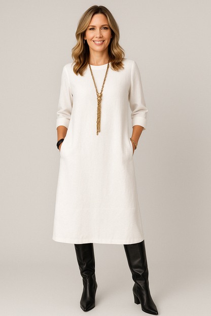 Sasha™ - Elegant Solid Midi Dress