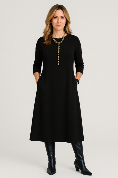 Sasha™ - Elegant Solid Midi Dress