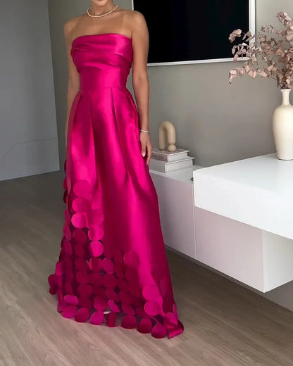 Radiant Allure™ – Satin Strapless Evening Gown
