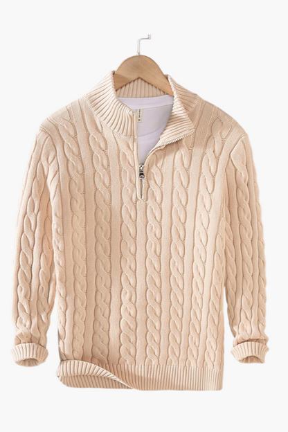100% Cashmere Half Zip Cord Sweater