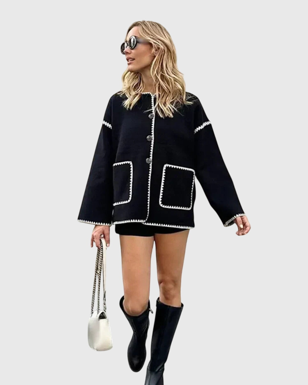 Aubrey | Cozy Contrast Cardigan