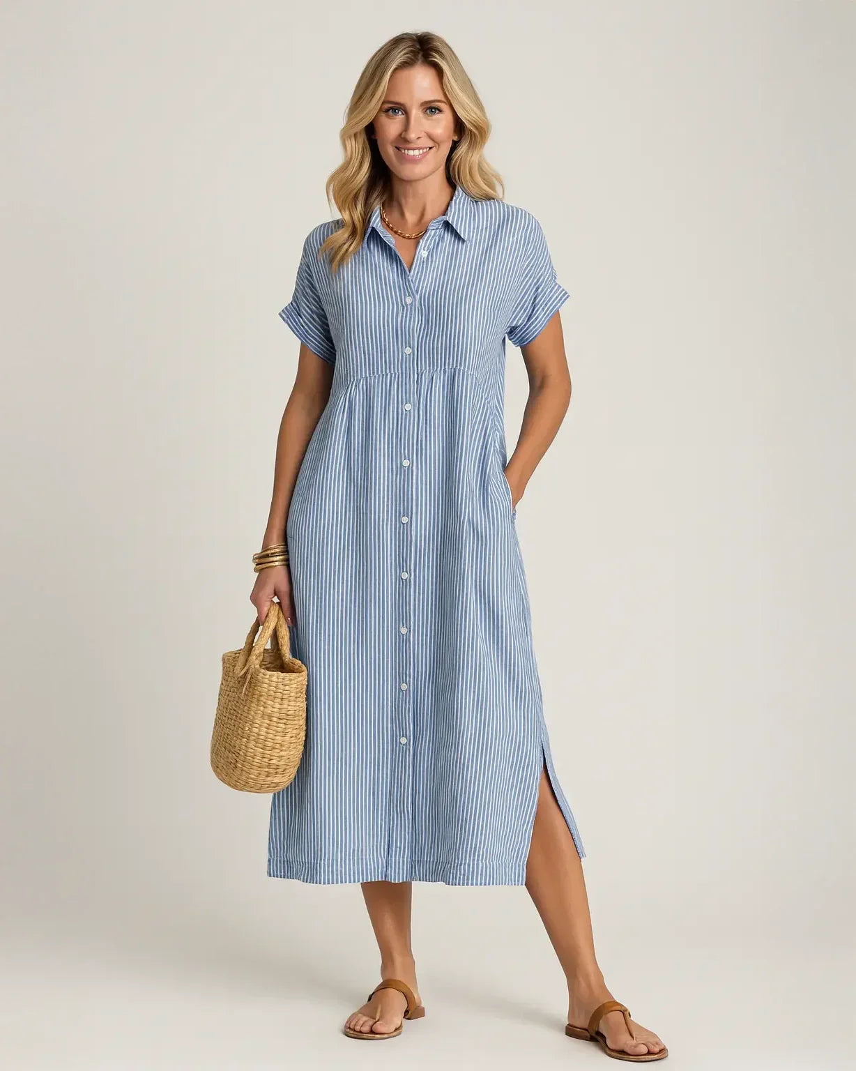 Cher ™  –  Elegant Striped Midi Dress