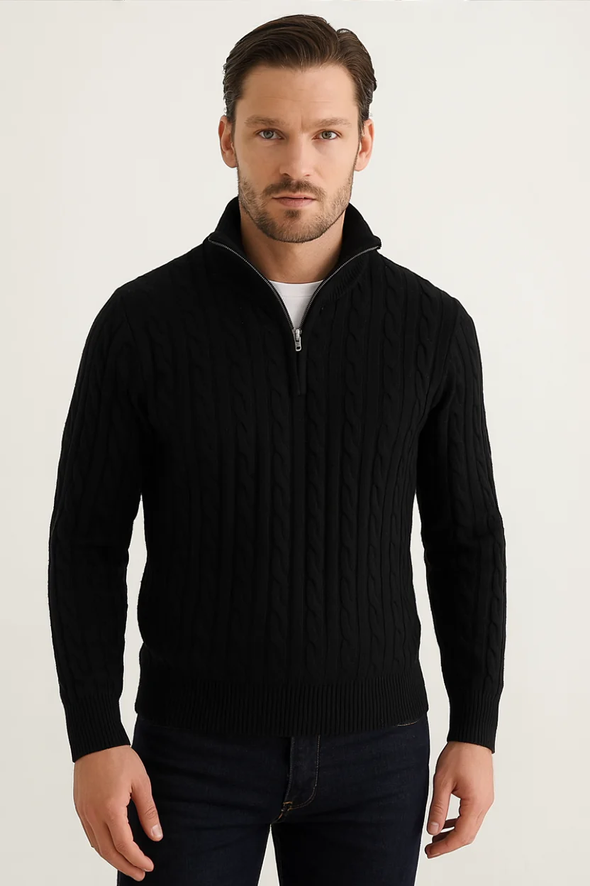 100% Cashmere Half Zip Cord Sweater