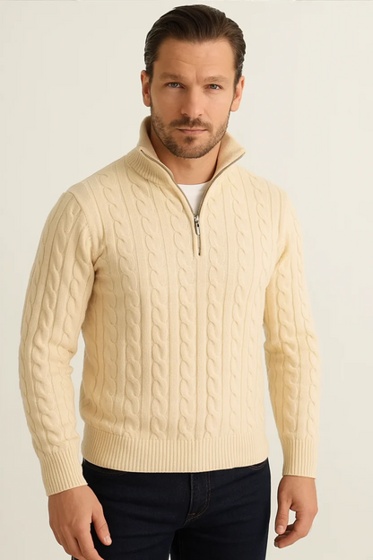 100% Cashmere Half Zip Cord Sweater